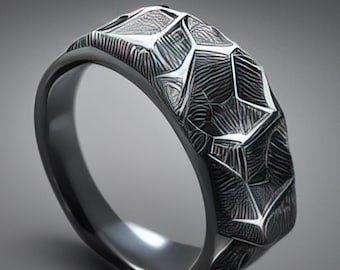 anillo de hombre, anillo de fantasía, anillo celta, anillo medieval, antiguo, anillo geek, anillo de jugador, textura facetada, anillo gótico, anillo vikingo