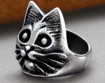 cat ring, cat statement ring, silver cat ring, gold cat ring, kitten ring, animal ring, cute ring, cat gift, cat lovers gift, anime ring
