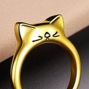 cat ring, cat statement ring, silver cat ring, gold cat ring, kitten ring, animal ring, cute ring, cat gift, cat lovers gift, anime ring