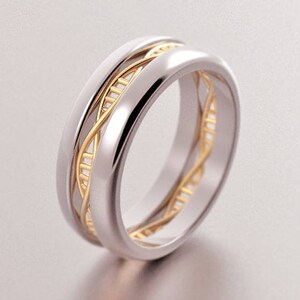 dna ring,  dna wedding ring, geek wedding ring, science ring, helix biology ring, braided wedding ring, non traditional wedding ring