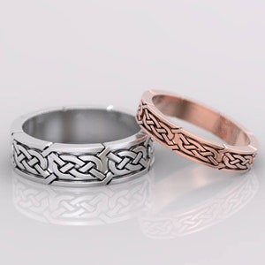 his and hers Celtic wedding bands, Celtic wedding ring set, silver celtic knot ring, celtic ring set, celtic ring men