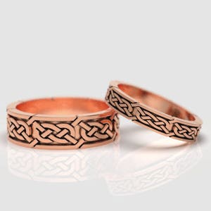 Celtic wedding ring set, his and hers celtic rings, Celtic wedding bands, gold celtic ring, knot ring, celtic ring set nordic wedding ring