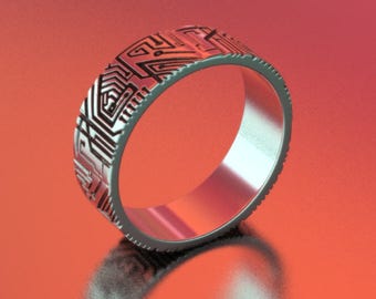 geek wedding ring, circuit board ring, programmer gift, computer nerd,  cyberpunk wedding ring, retrowave 80's, programmer wedding ring