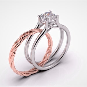 celtic engagement ring, celtic bridal set, Braided engagement ring set, moissanite engagement ring, moissanite bridal set