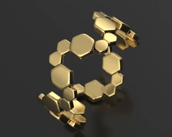 Hexagon wedding ring, unique wedding ring, unisex wedding rings, geek wedding ring, minimalist wedding ring, stackable ring, contemporary