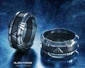 geek wedding ring, geek ring, geek engagement ring, sci fi ring, nerd ring, geek silver ring, space ring, father gift