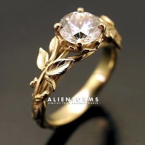 flower engagement ring, morganite engagement ring, diamond engagement ring, twig engagement ring, nature, leaves ring, flower gold ring