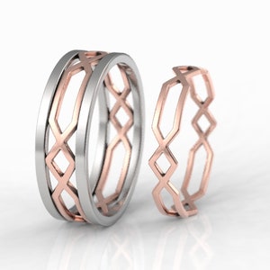 platinum celtic wedding ring, Celtic wedding ring, mens celtic band, celtic ring set, rose gold celtic womens band, womens celtic band