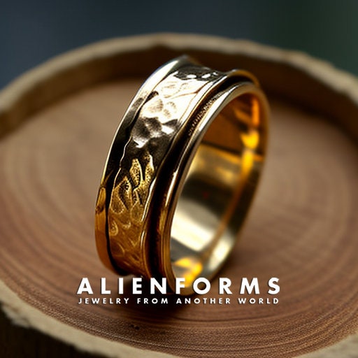 hammered gold wedding ring, textured wedding ring, mens wedding band
