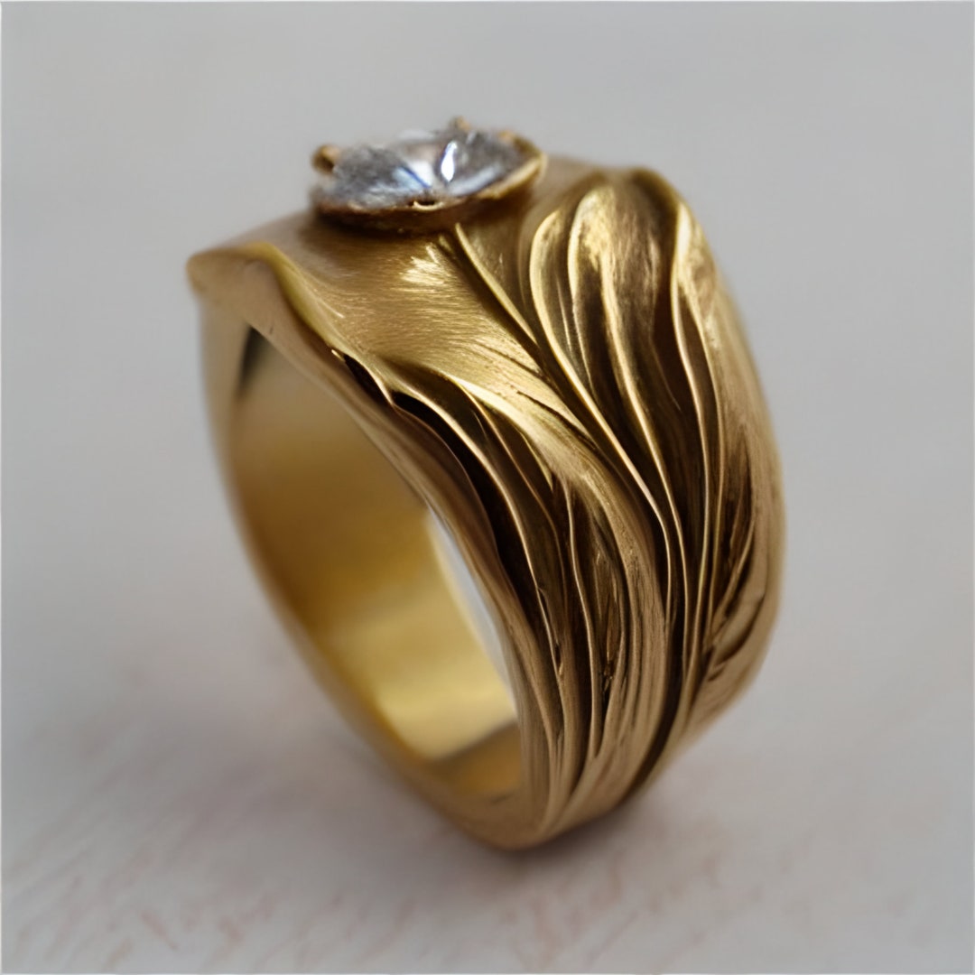 Leaves Engagement Ring, Nature Inspired Ring, Organic Engagement Ring, Moissanite Engagement