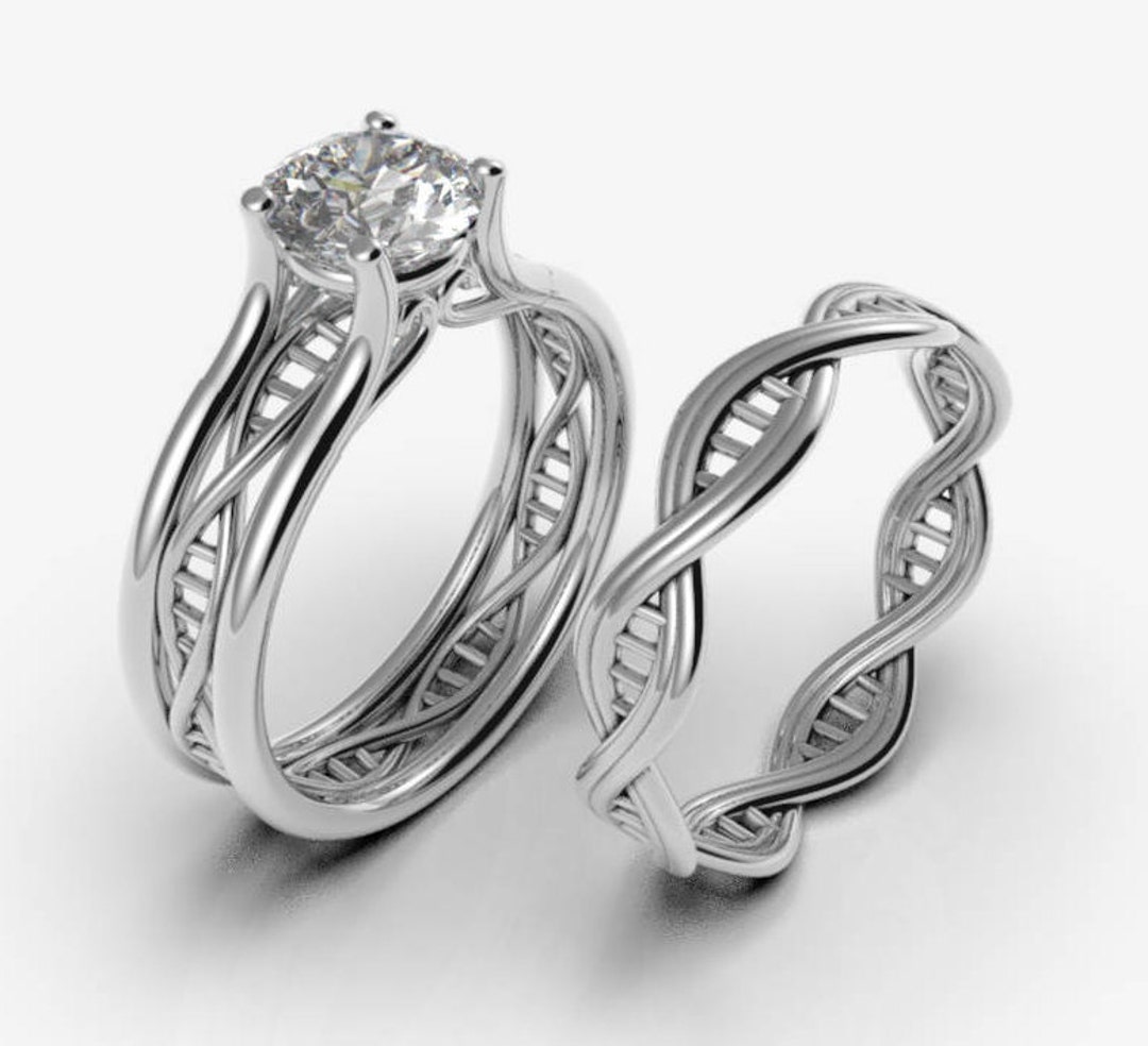 DNA Engagement Ring Set, Geek Engagement Ring Set, Science Engagement ...