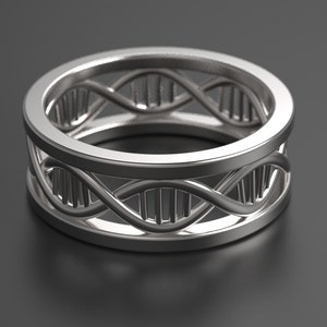 DNA ring, geek wedding ring, geek wedding band, science ring, biology ring, helix ring, silver wedding ring , non traditional