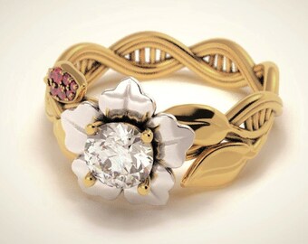 DNA Ring, Flower Engagement Ring, Biochemistry Ring, Geek