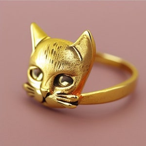 cat ring, cat engagement ring, silver cat ring, gold cat ring, kitten ring, animal ring, cute ring, cat gift, cat lovers gift, anime ring