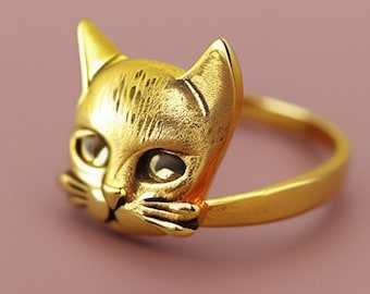 cat ring, cat engagement ring, silver cat ring, gold cat ring, kitten ring, animal ring, cute ring, cat gift, cat lovers gift, anime ring