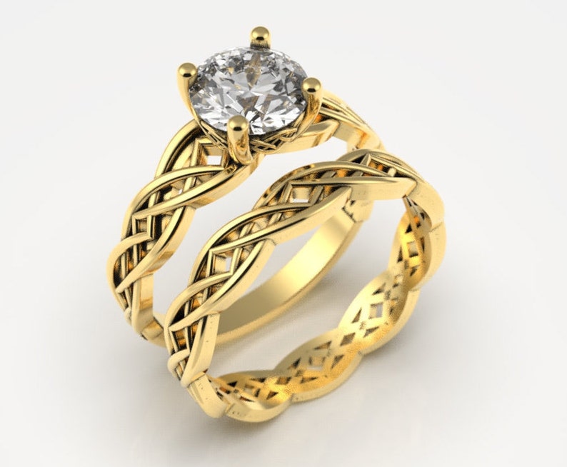 Celtic engagement ring Celtic bridal set braided engagement Etsy