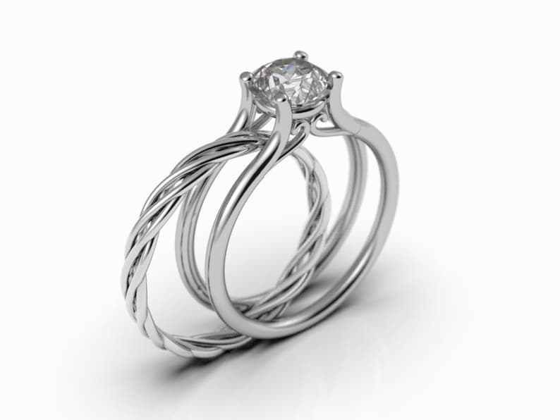 Celtic Engagement Ring Celtic Bridal Set Braided Engagement Etsy