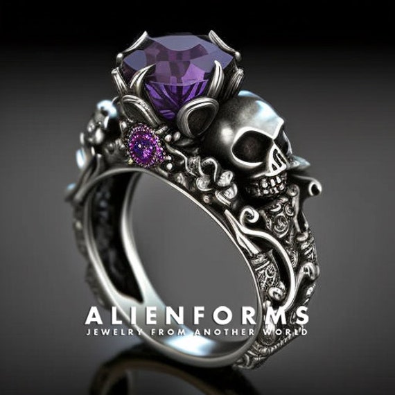 Skull engagement ring engagement ring Gothic engagement ring alternative engagement ring sugar skull ring calavera ring eerie grotesque
