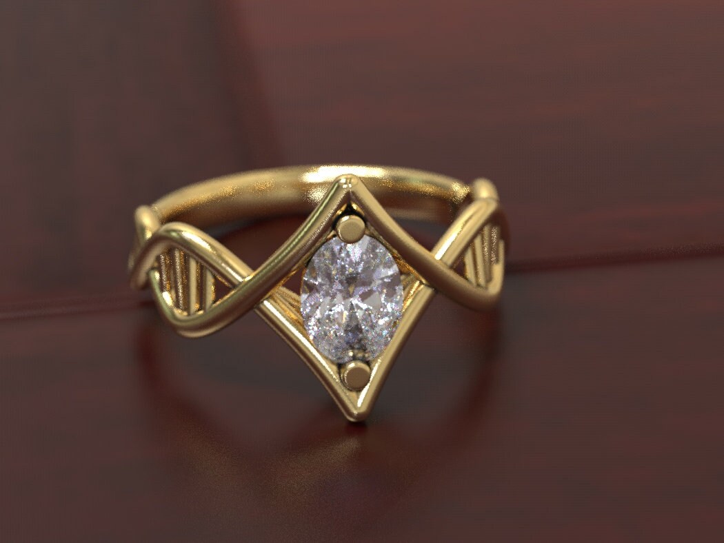 DNA Engagement Ring, Geek Engagement Ring, Moissanite Engagement Ring ...