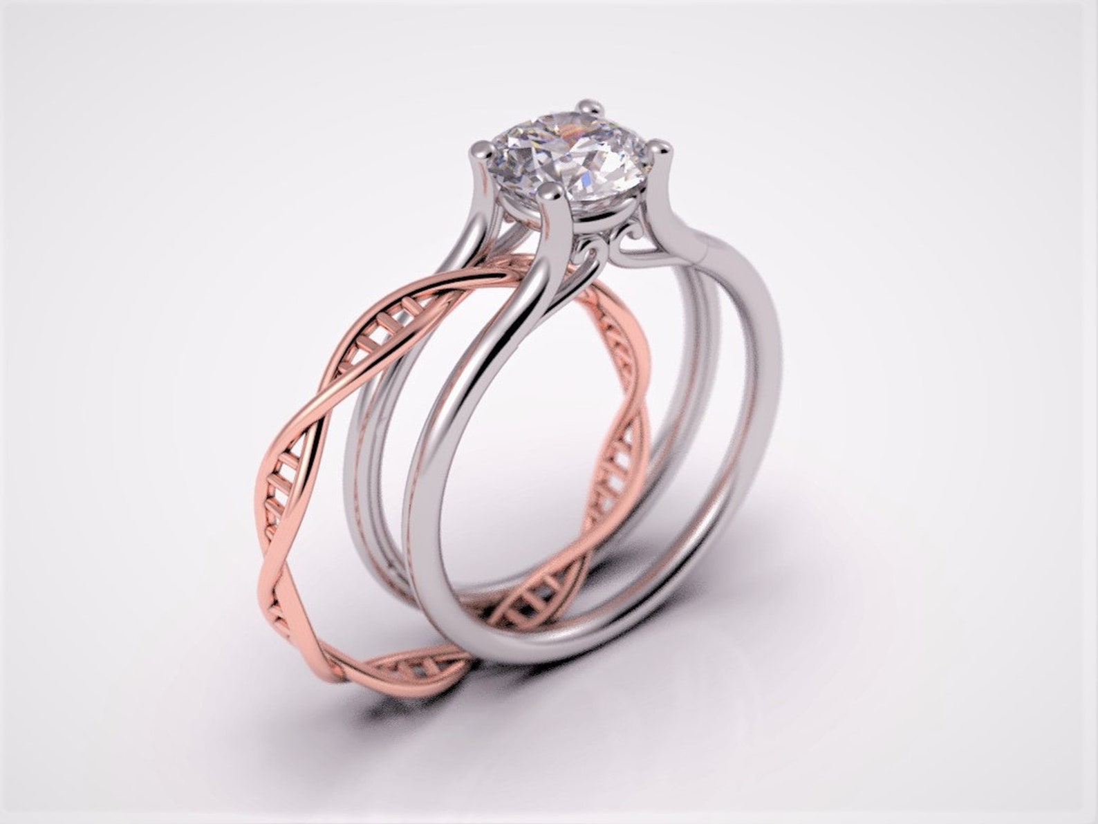 DNA Engagement Ring, Geek Engagement Ring, Diamond Braided Engagement ...