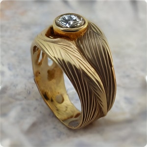 leaves engagement ring, nature inspired ring, organic engagement ring, moissanite engagement ring, leaf and twig engagement ring, tree bark