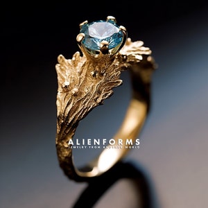 unique engagement ring, organic engagement ring, diamond engagement ring, coral pattern, nature, non traditional, alternative