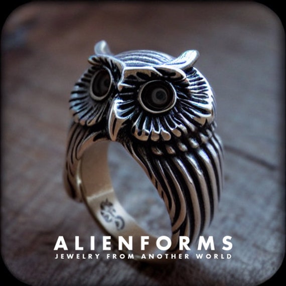Owl Ring Under-50 Silver Owl Ring Cat Eyes Animal Charm Vintage Rings for  Men Women Ring Adjustable