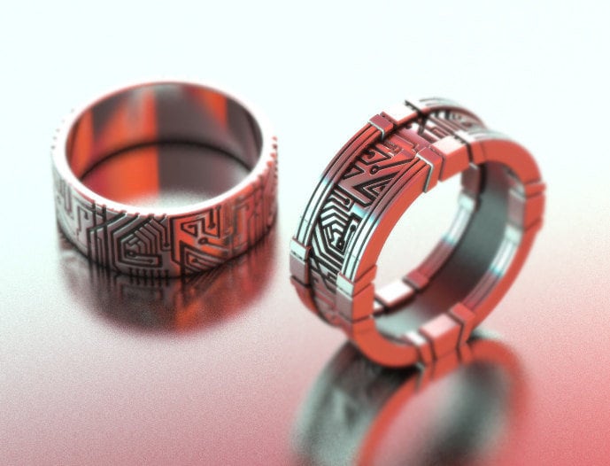 Geek Rings Cyberpunk Ring, Geek Wedding Ring, Circuit Board Ring, Retrowave ...