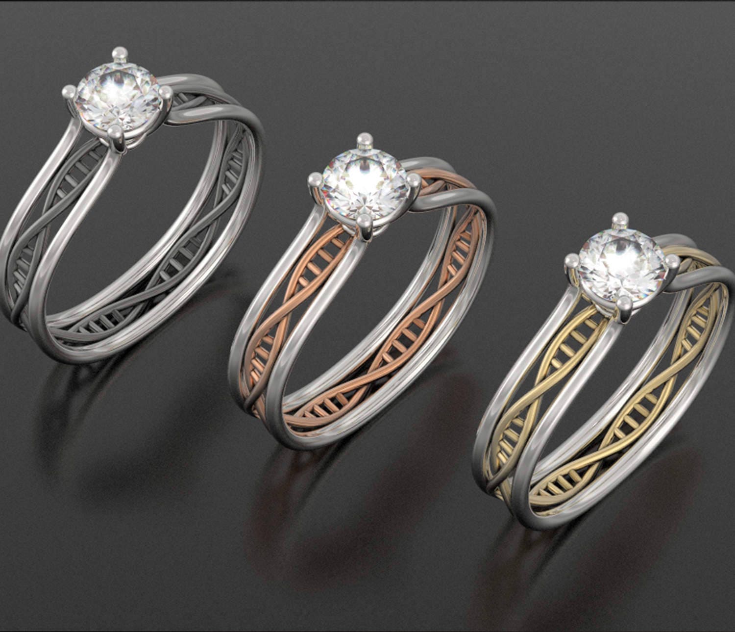 DNA Engagement Ring, Geek Engagement Ring, Molecule Engagement ...