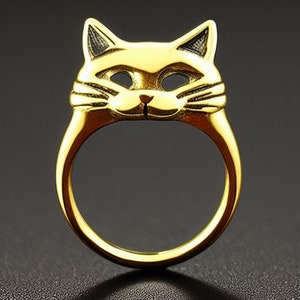 cat ring, cat statement ring, silver cat ring, gold cat ring, kitten ring, animal ring, cute ring, cat gift, cat lovers gift, anime ring