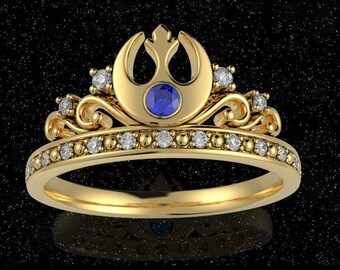 star wars ring, star wars wedding, crown ring, Geek engagement ring, alliance ring, geek wedding ring, star wars gift for her