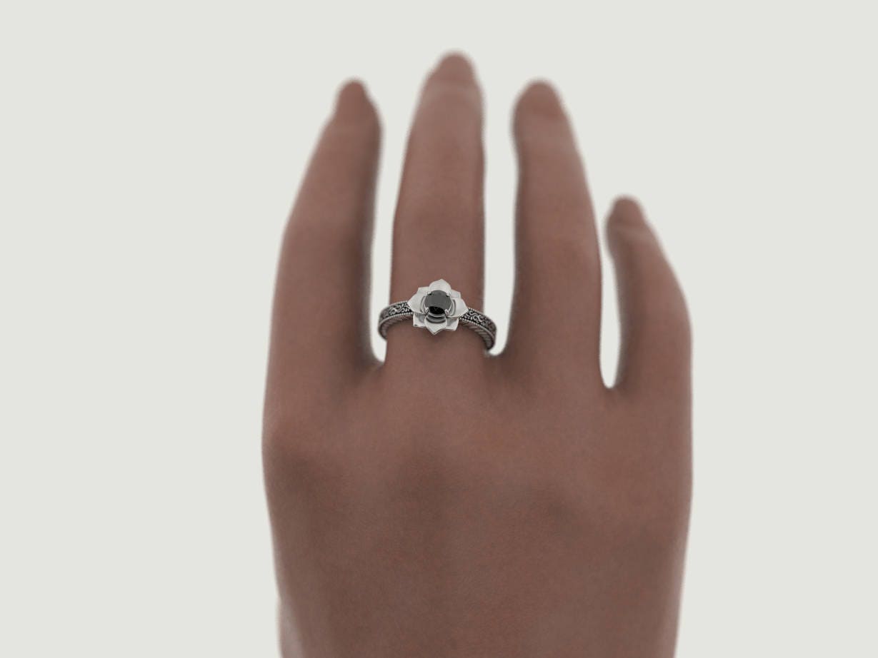 Flower Engagement Ring Alternative Engagement Ring Gothic Etsy