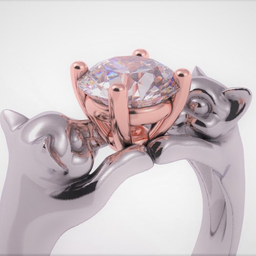 Cat Engagement Ring Geek Engagement Ring Cats Wedding Ring Etsy