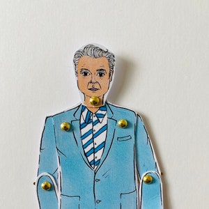 David Byrne paper doll, David Byrne print, articulated doll, paper dolls, talking heads print, music gifts, kitsch gifts, pop culture gifts