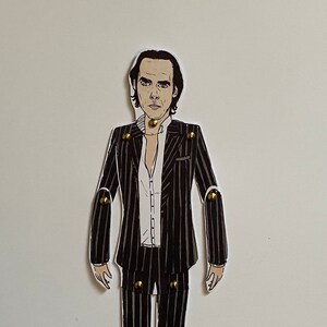 Nick Cave paper doll. Nick Cave print, music print, pop culture gifts, articulated dolls, music gifts