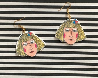 Grayson Perry gift, grayson perry earrings, perfect gift for art fans, statement earrings for lovers of huge jewellery