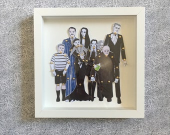 Addams Family framed print, Wednesday Addams paper doll set, all frames come wrapped ready for gifting