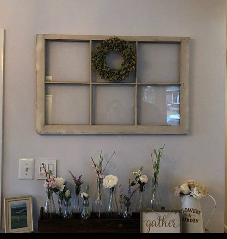 On 6 Pane Window Wood Frame Wreath Hanger Old For Wedding Mantel