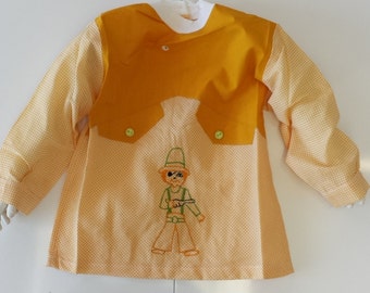 Childrens antique clothing cotton vintage long sleeves appron child boy girl play clothes childrens birthday party new from old inventory