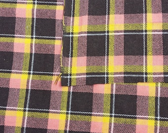 authentic vintage tartan gingham fabric dralon handmade sewing design from Europa for trouser jacket skirt scottish kilt kilt