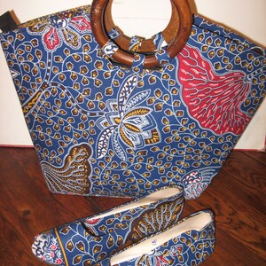 Blue and yellow WAX fabric bag