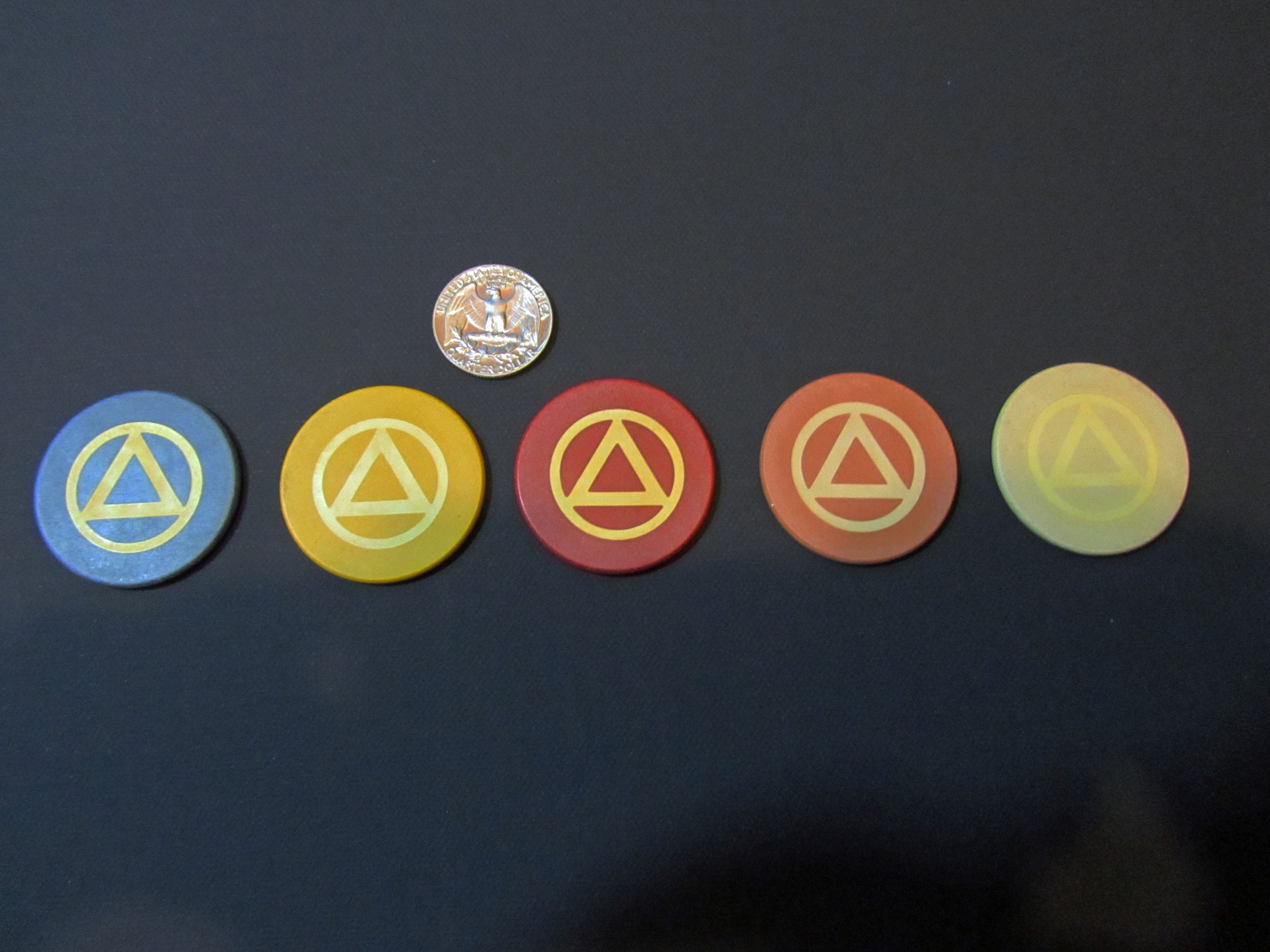 Vintage Clay Poker Chips circle triangle AA 5 colors Etsy