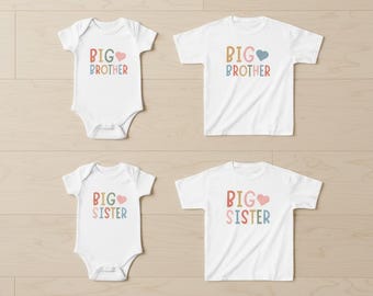 Big Sibling Announcement Shirts for Kids, Big Sister Big Brother T-Shirt, Pregnancy Reveal Top, New Sibling Gift