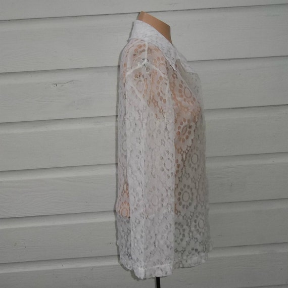 Vintage Boho white wanderlust retro lace blouse s… - image 4