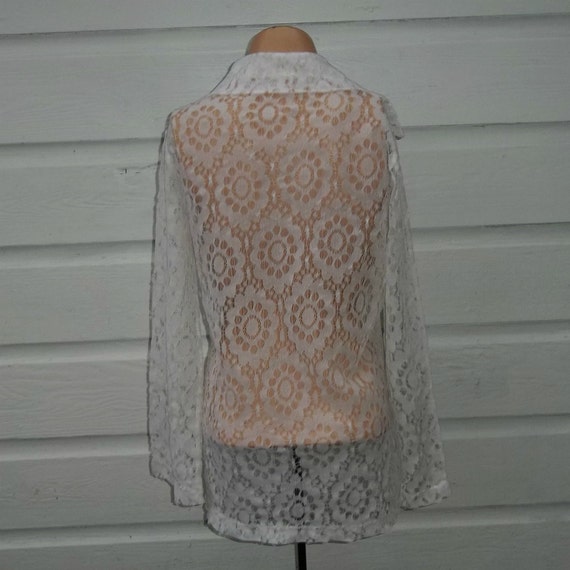 Vintage Boho white wanderlust retro lace blouse s… - image 3