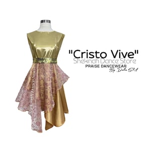 gold praise dance dresses Rose Gold Sequin & Lycra Praise Dance Tunic (final Sale) – Royalty Designs  Boutique main image 0