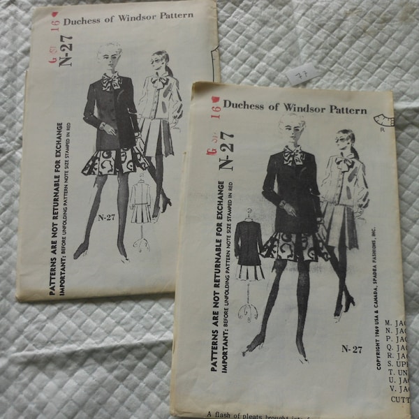 Vintage 70's Spadea new, UNCUT, UNPRINTED Duchess of Windsor Pattern N-27