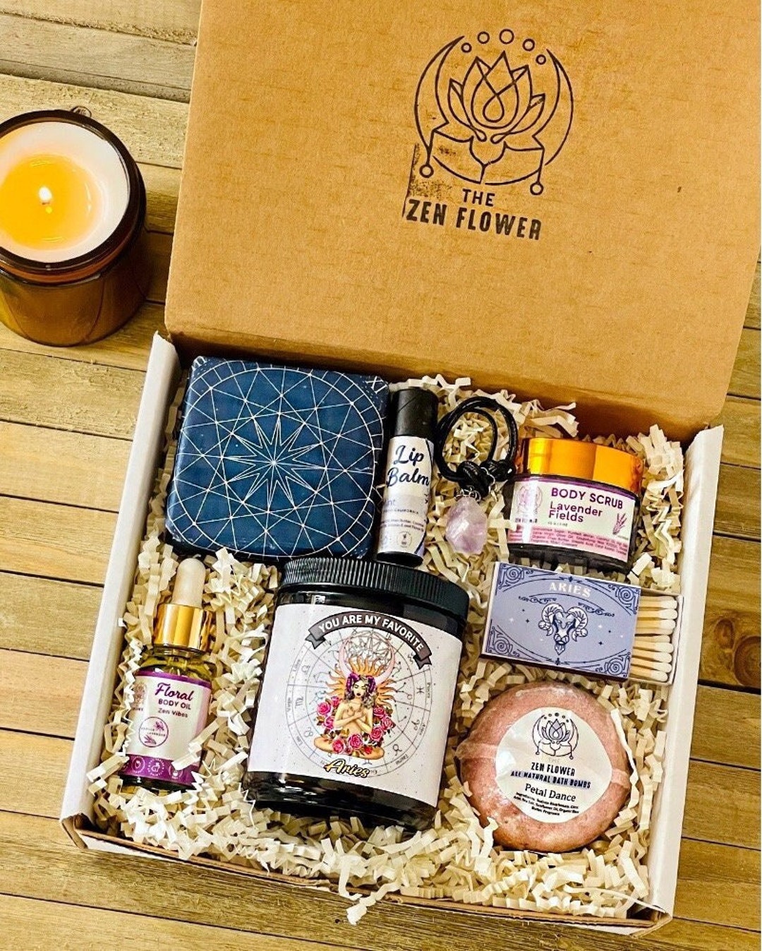 Zodiac Aries Floral Crystal Gift Box Metaphysical Gift - Etsy