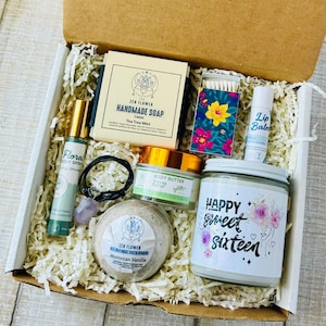Happy Sweet Sixteen Spiritual Gift Box, Teen Relaxation Spa Set, Personalized Teenager Birthday Gift