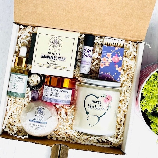 Custom Nurse, Nurse Appreciation Gift Box, Succulent Gift Box, Nurse Gift Box, Fragrance Oil Gift Box Oil, Body Oil , Soy Candle, Zen Box